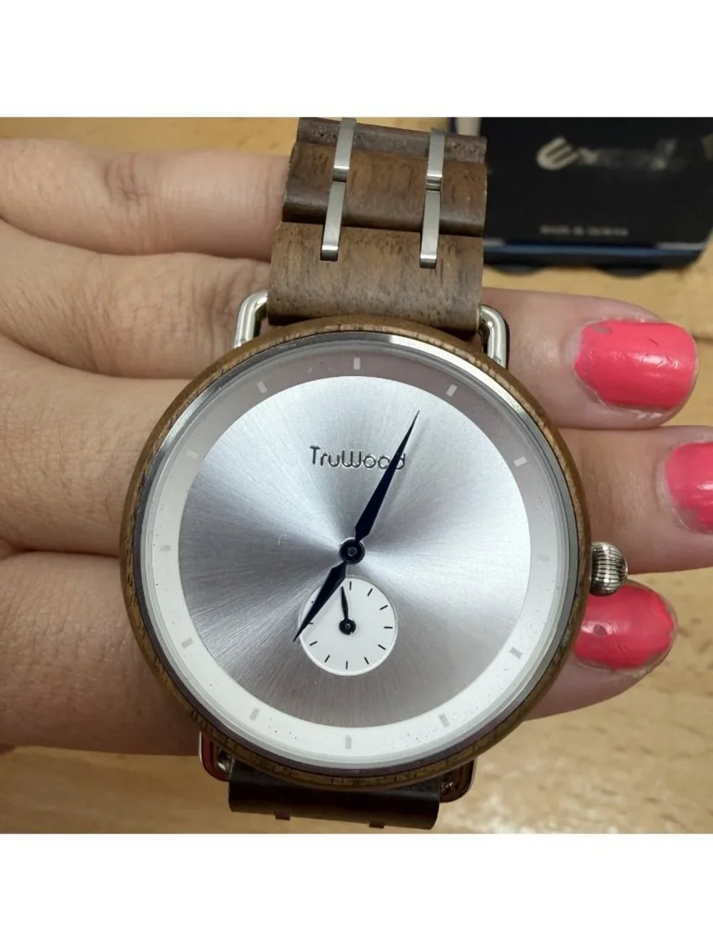 Truwood Titan Dune Walnut Wood Wrist Watch With Silver Metal Face